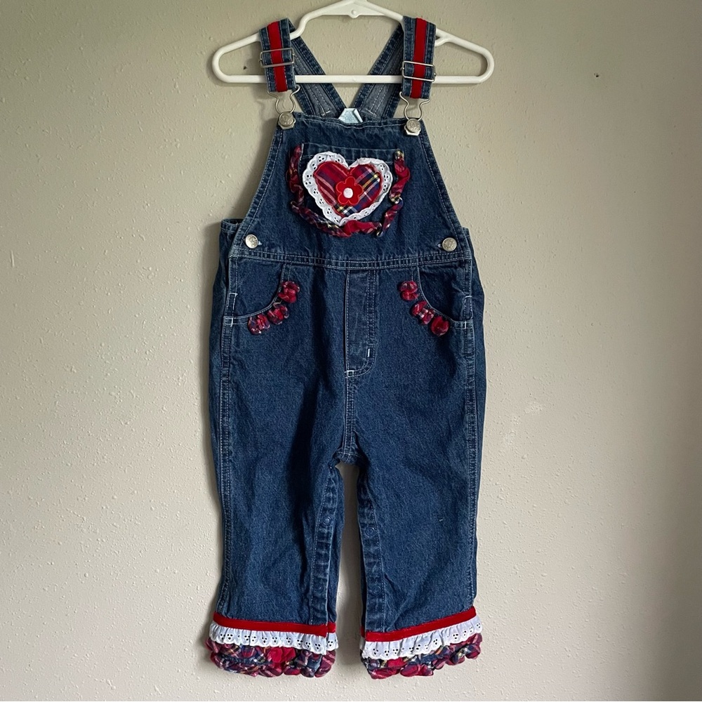 Vintage Denim Overalls with Heart Design